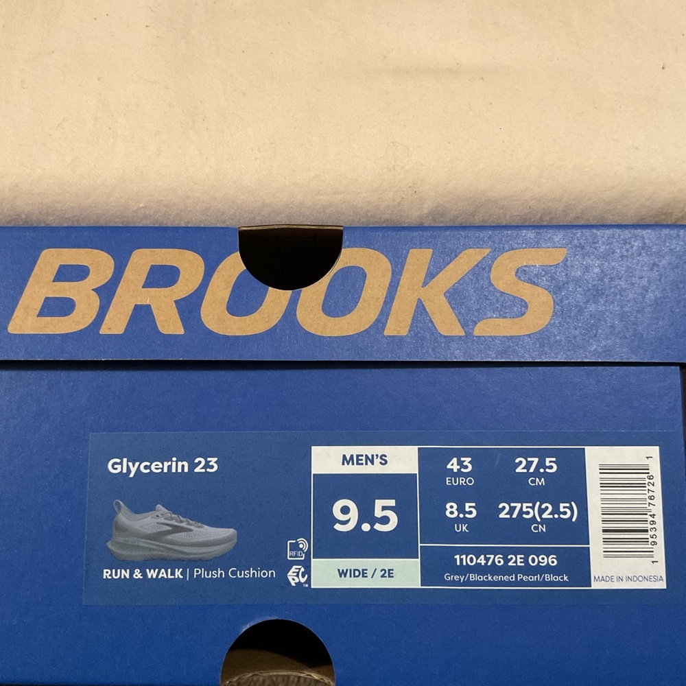Brooks Glycerin 23 Men’s Running Shoes Size 9.5 WIDE Grey/Blackened Pearl - Picture 9 of 9